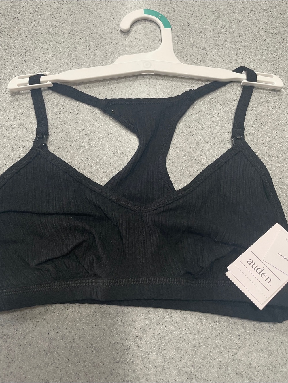 Auden Black Ribbed Racerback Nursing  Bralette Small
